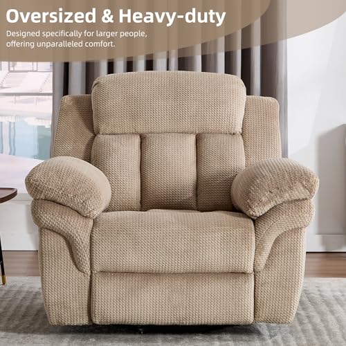 CANMOV 46" Wide Power Lift Recliner Chair for Elderly, with Massage and Heat, Light Brown K346927