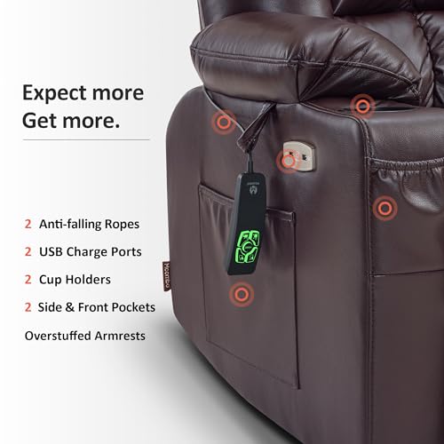 MCombo Dual Motor Power Lift Recliner Chair for Elderly with Heat and Massage, Black E570141