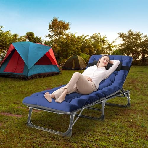 DoCred Folding Camping Cot with Mattress, 2 Pack, Heavy Duty for Adults, Portable with Carry Bag C814529