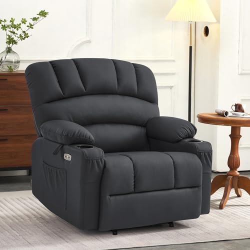 MCombo Oversized Power Lift Recliner Chair for Elderly with Heat and Massage, Faux Leather, Dark Brown N537
