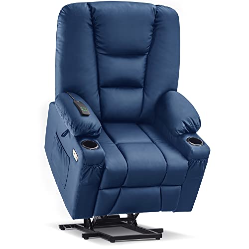 MCombo Small Power Lift Recliner Chair with Massage and Heat, Faux Leather, Dark Brown E441