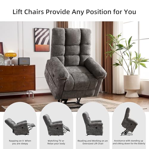 Oversized Power Lift Recliner Chair with Massage and Heat for Elderly, Beige R7985