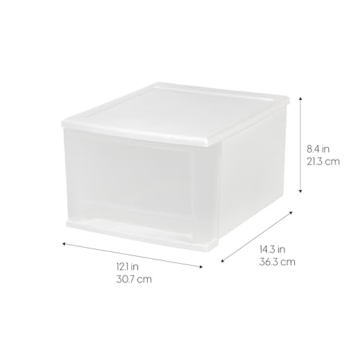 IRIS USA 17 Qt Plastic Drawer Storage Organizer, 4-Pack, White T2447