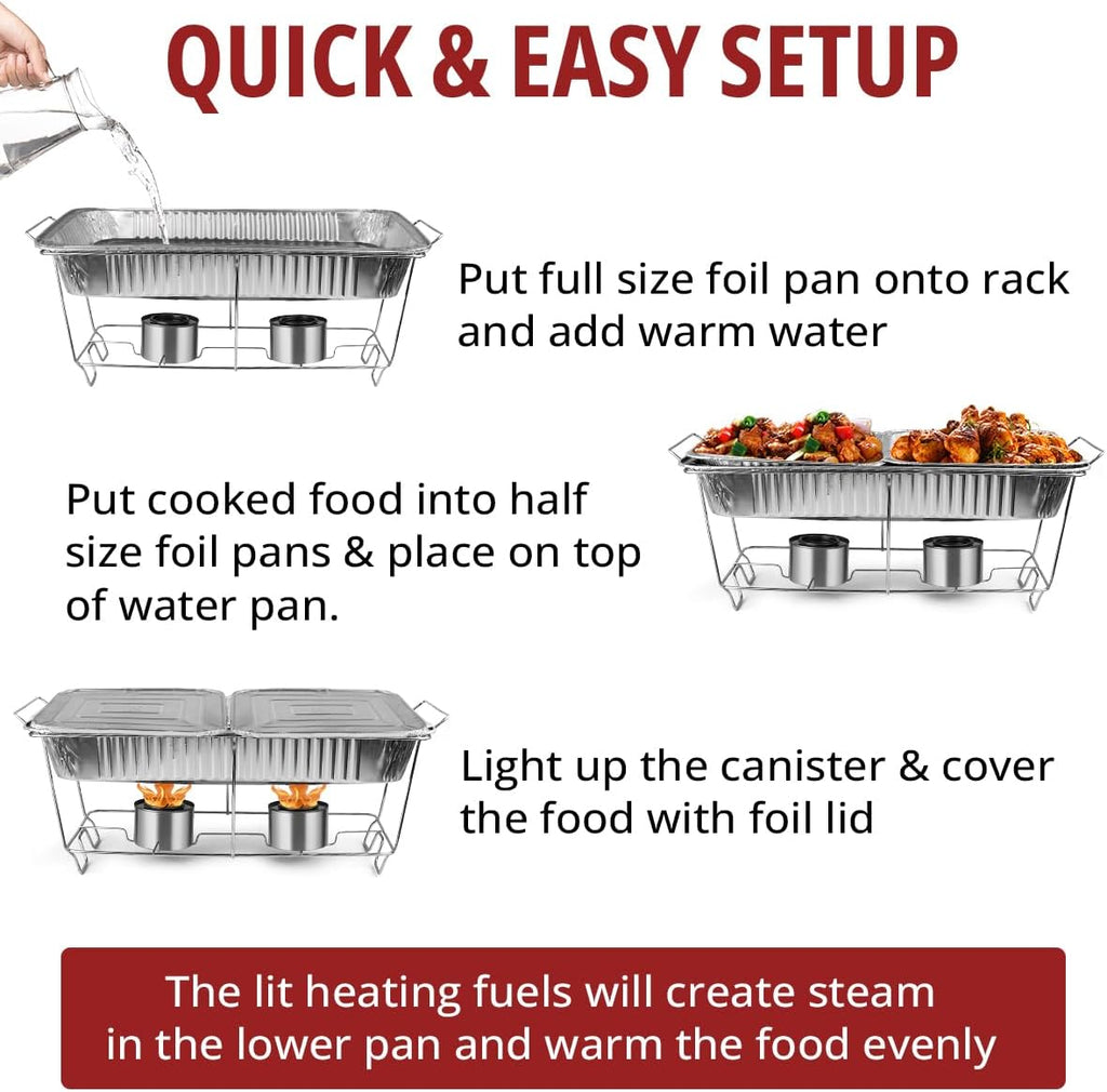 Disposable Chafing Dish Buffet Set, 33 Piece with Food Warmers and Fuel Cans L141