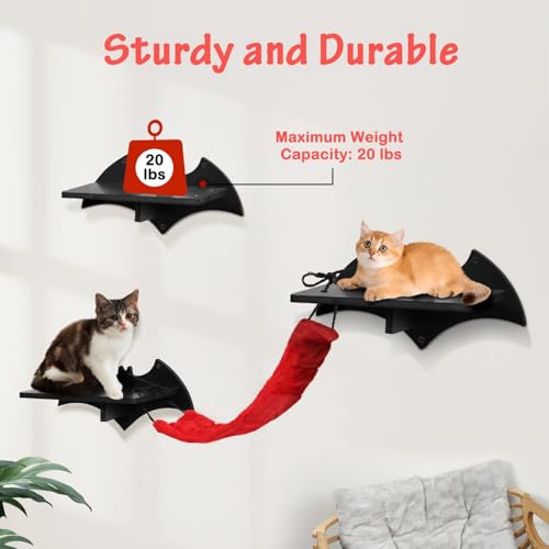 Gothic Cat Wall Shelves 7pcs Cat Climber Set with Cat Bed Y36093