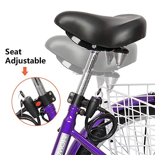 PEXMOR Adult Tricycle 7 Speed, 24/26 Inch 3 Wheel Bike with Baskets D492