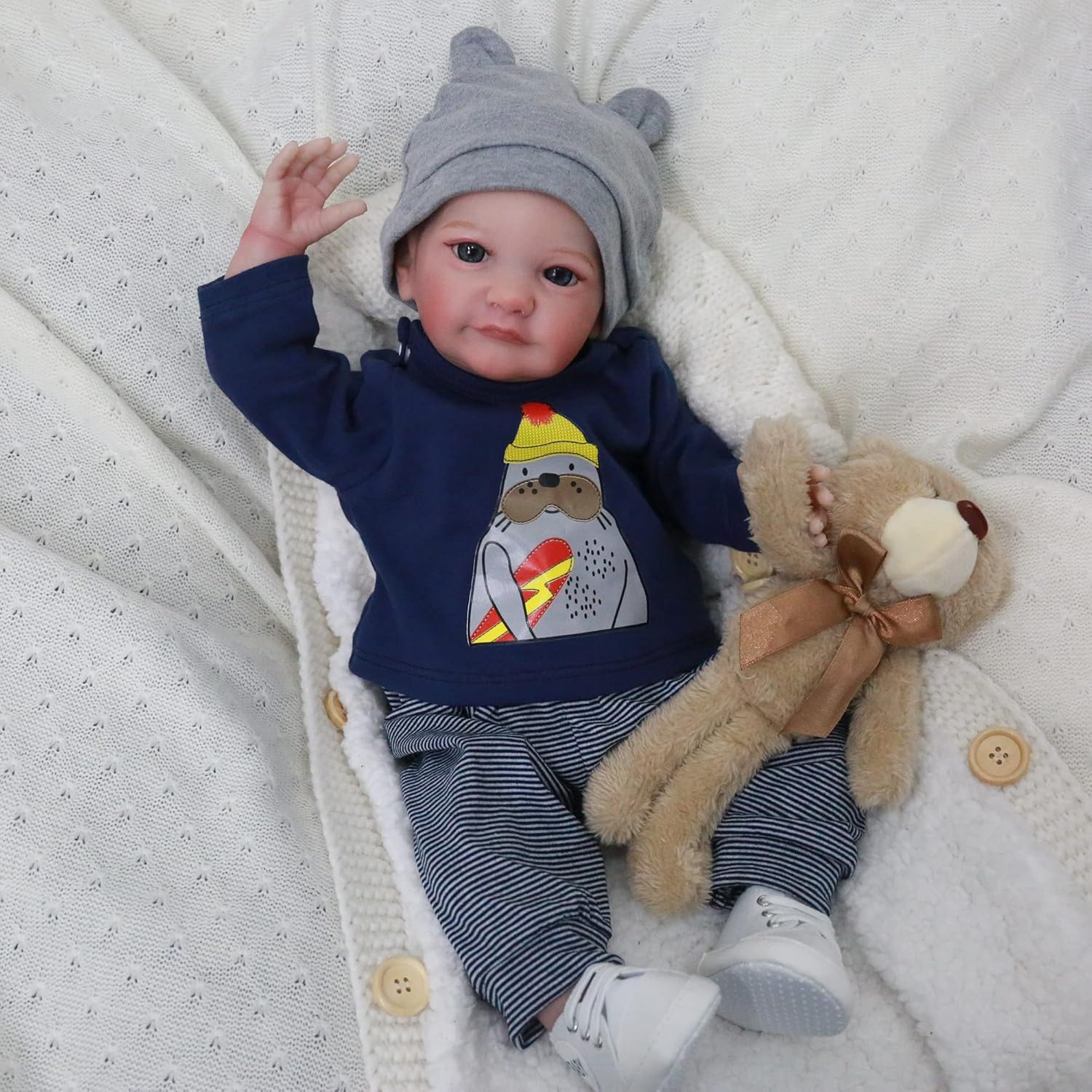 WOOROY Realistic Reborn Baby Dolls Boy - 19 Inch Lifelike Newborn with Soft Cloth Body H2176