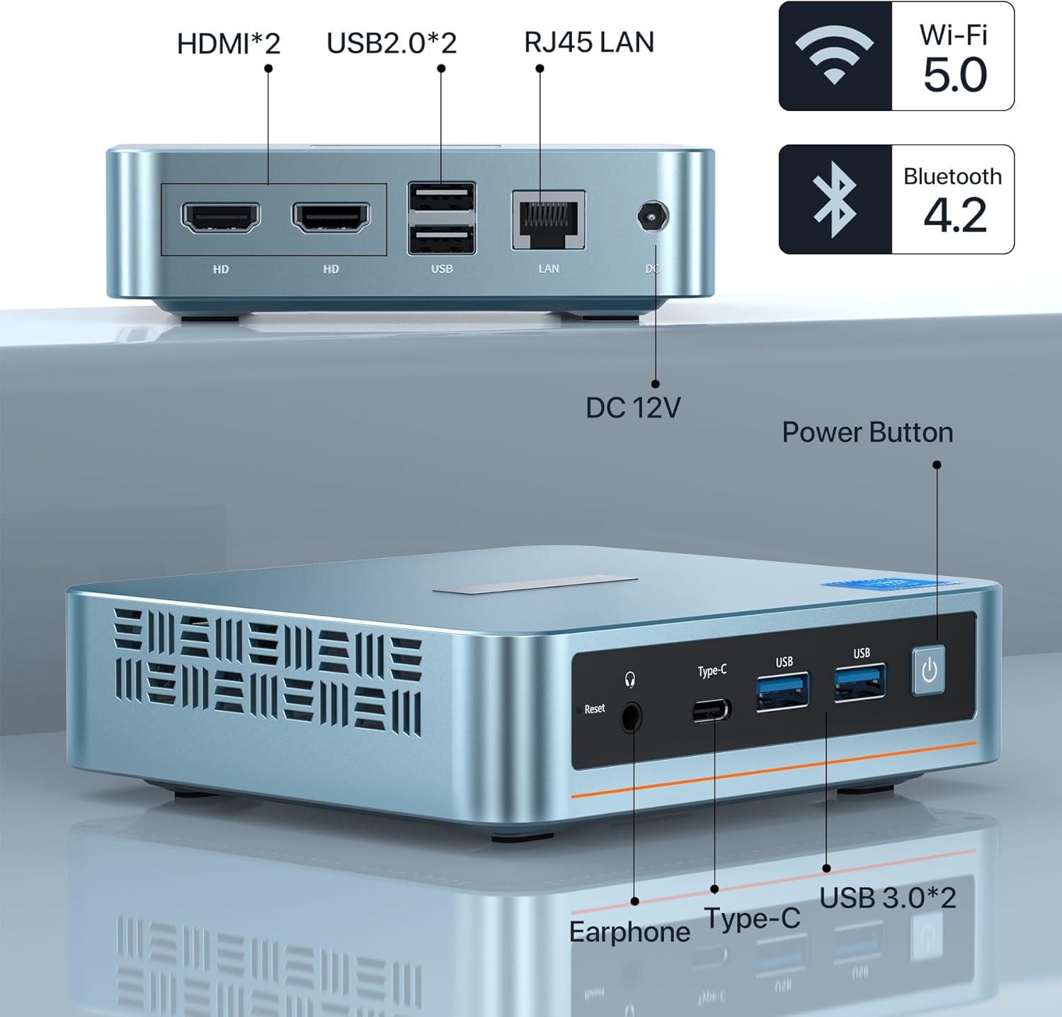 PELADN WI-6 Mini PC, Intel N100, 16GB RAM 512GB SSD, 4K Dual Display G438259