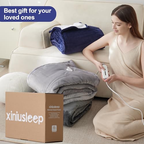 Heated Wearable Electric Blanket with 3 Heat Levels & Auto Off, ETL Certified, Dark Grey 50"x60" W580