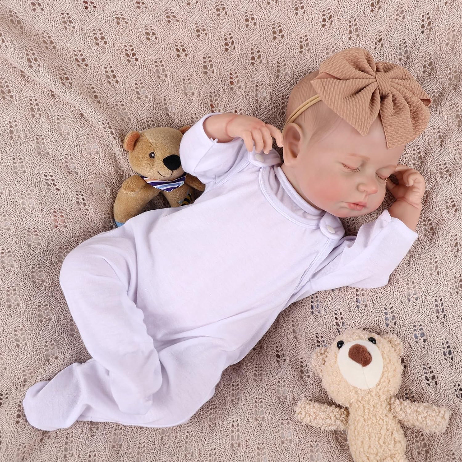 JIZHI Lifelike Reborn Baby Doll 20in Soft Body Sleeping Girl with Feeding Kit R41364