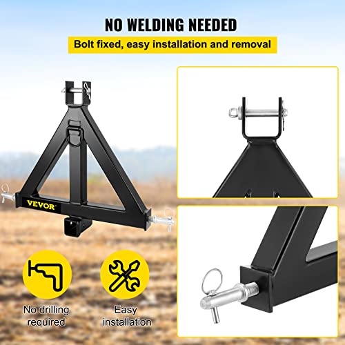 Happybuy Heavy Duty 3 Point 2 Inch Steel Drawbar Tractor Trailer Hitch B2720