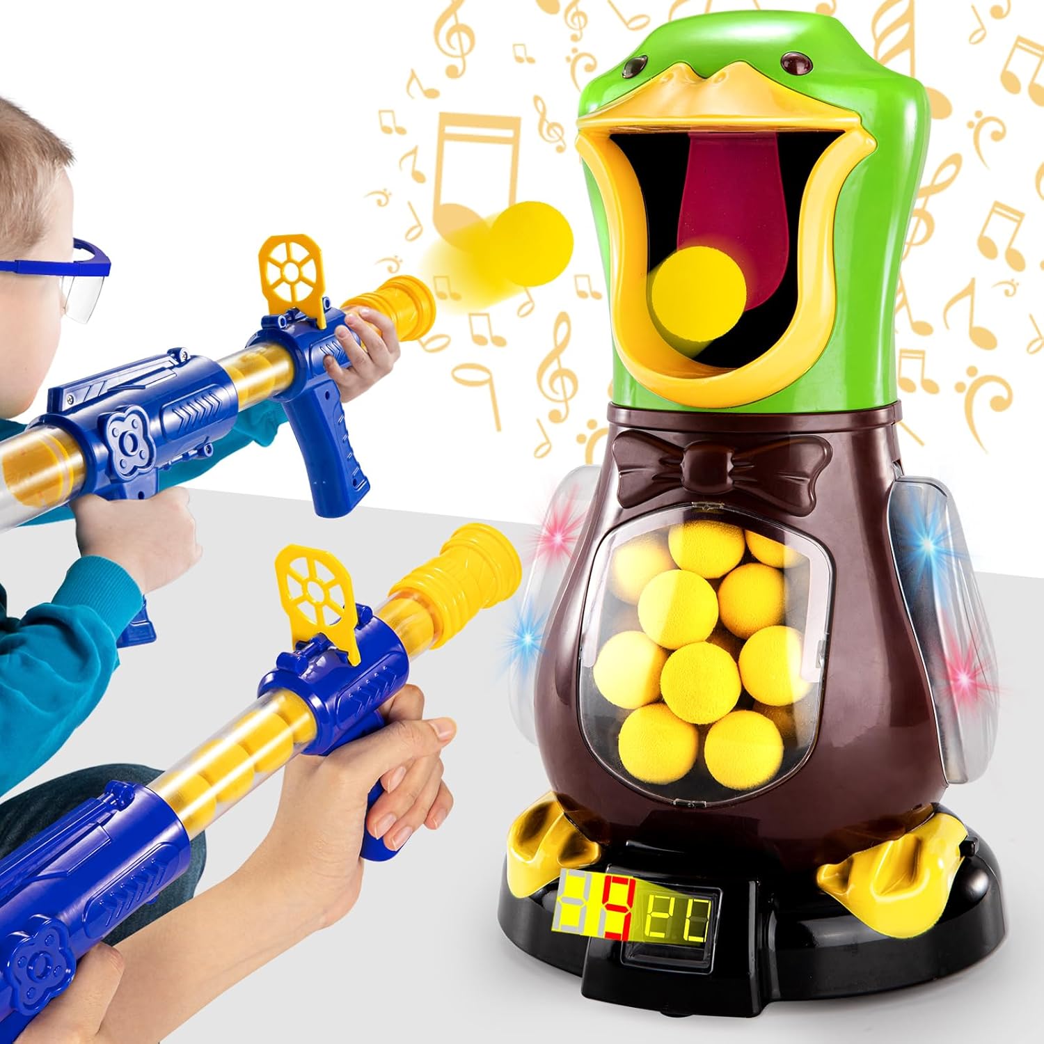 Babyhome Duck Shooting Toys for Kids 3-5 Years, 2 Packs of Toy Foam Blasters with Movable Target, Interactive Competition Game Gift for Boys and Girls Ages 6 7 8 9+ Years Old