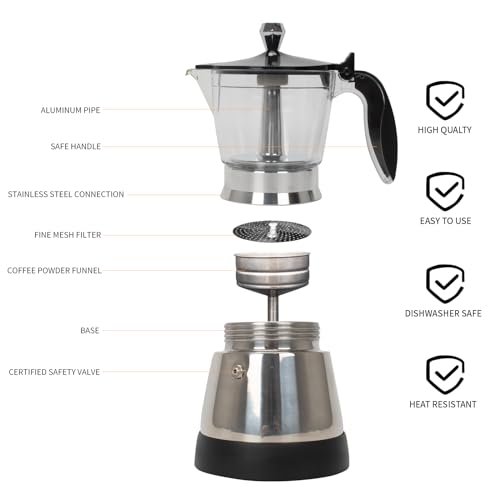 Cuban Coffee Maker 6 Cup Electric Espresso Moka Pot with Detachable Base R8099