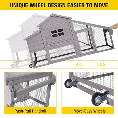 Aivituvin Chicken Coop Outdoor with Wheels, Wooden Hen House with Run T61910