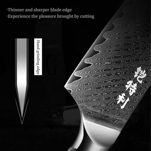 Japanese Damascus Usuba & Nakiri Knife 7 Inch VG10 Steel with Pakkawood Handle Y141