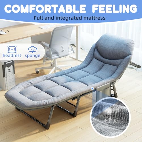 Folding Chaise Lounge Chair with Mattress, 6-Angle Adjustable, Gray M664250