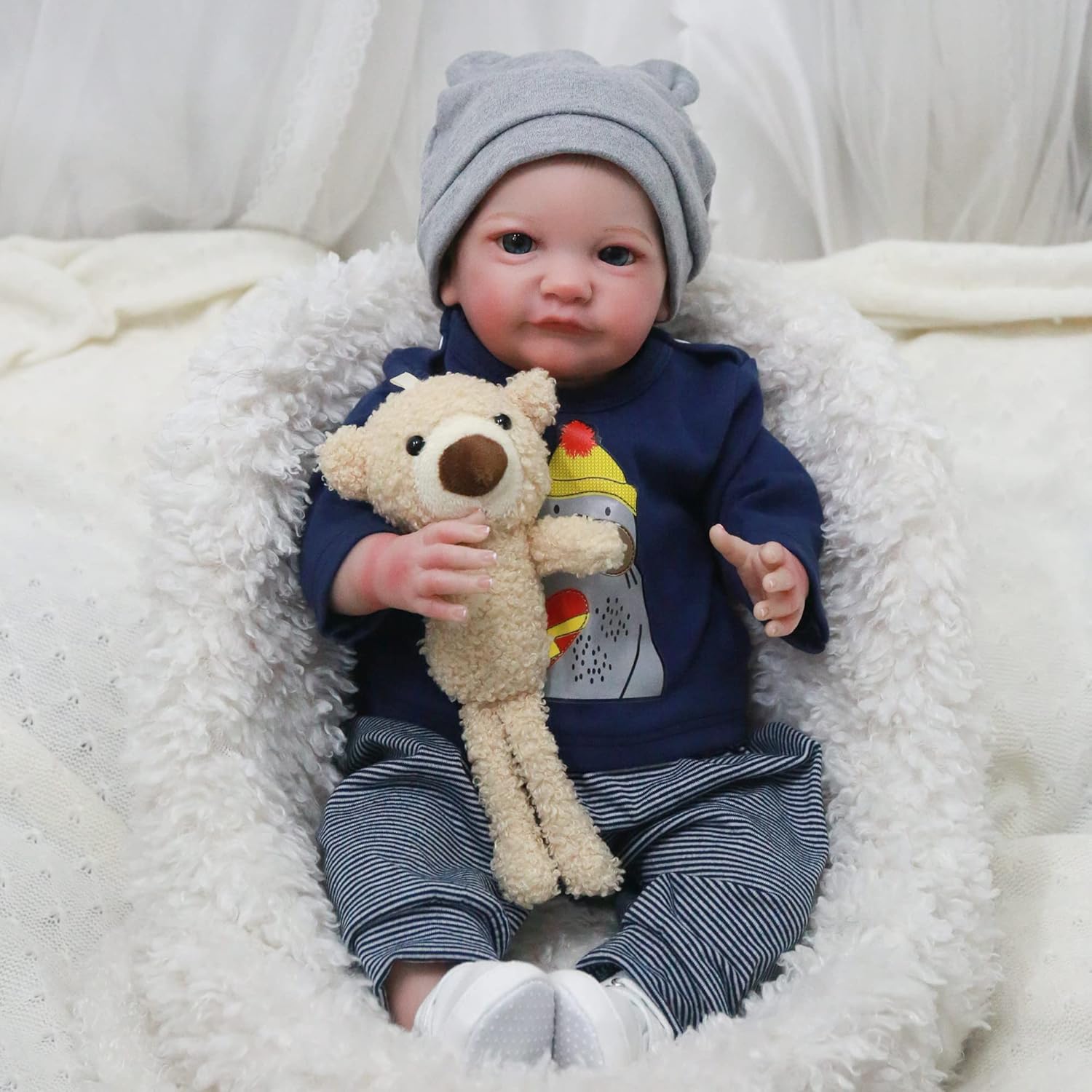 WOOROY Realistic Reborn Baby Dolls Boy - 19 Inch Lifelike Newborn with Soft Cloth Body H2176