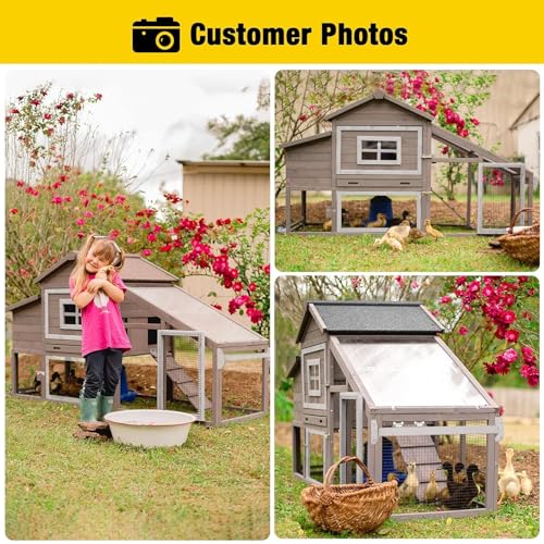 Aivituvin Chicken Coop Outdoor with Wheels, Wooden Hen House with Run T61910