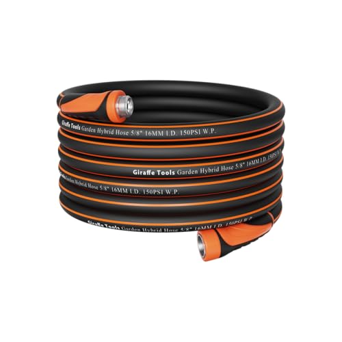 Giraffe Tools Garden Hose 100ft x 5/8", Heavy Duty Flexible Hybrid Hose Q38065