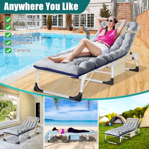 DoCred Folding Camping Cot with Mattress, 2 Pack, Heavy Duty for Adults, Portable with Carry Bag C814529