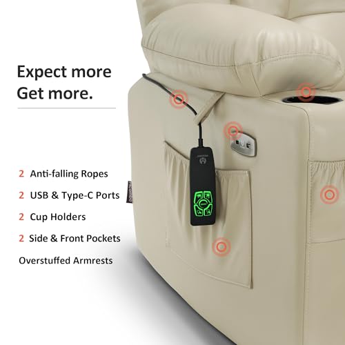 MCombo Dual Motor Power Lift Recliner Chair for Elderly with Heat and Massage, Black E570141