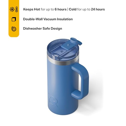 RTIC 20oz Road Trip Travel Mug with Lid and Handle, Insulated Stainless Steel P393441
