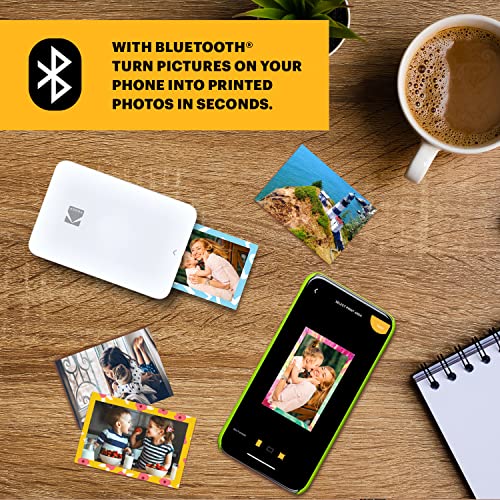 KODAK Step Slim Instant Smartphone Photo Printer - Portable Wireless Zink 2x3" Sticky-Back Photos - White Y902