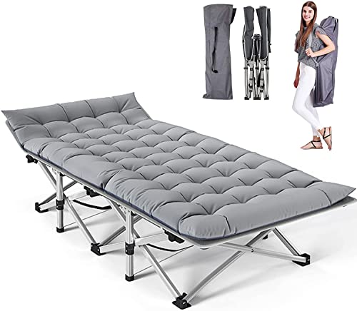 ABORON Folding Camping Cot with Mat for Adults, Heavy Duty Outdoor Bed with Carry Bag C211720