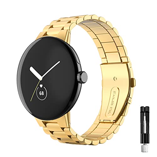 Metal Watch Band Compatible with Google Pixel Watch 3 41mm/Pixel Watch 2/Pixel Watch 1 Strap, Stainless Steel Adjustable Strap Replacement Wristband for Google Pixel Watch Accessories (not for Watch 3 45mm)