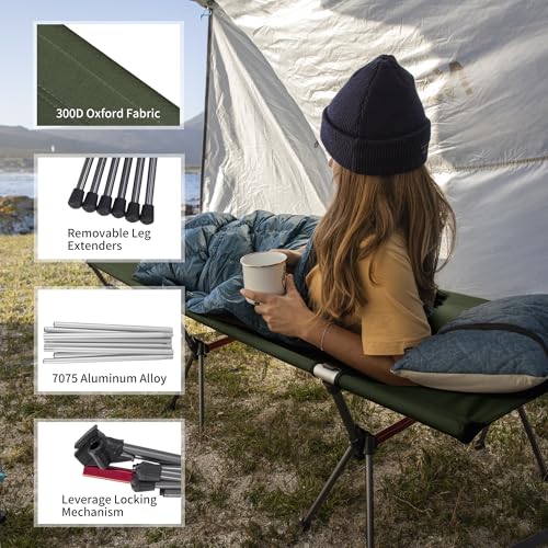 Naturehike ArmyWild Folding Camping Cot, Height Adjustable Ultralight Portable Bed U237