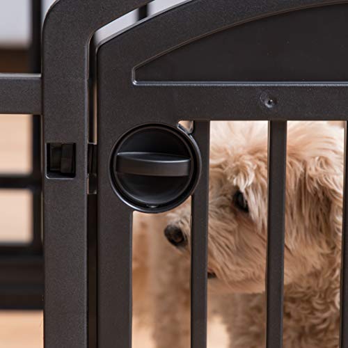 IRIS USA 34" 8-Panel Dog Playpen with Door, Black N326