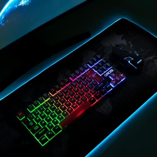 Wireless TKL Keyboard Mouse Combo Rechargeable LED Backlit for PC Laptop PS4 PS5 Switch N584
