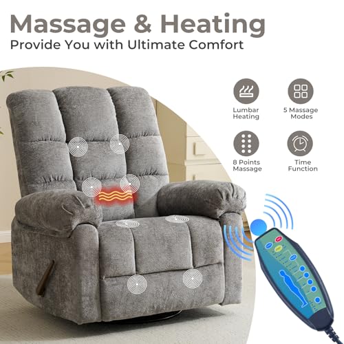 Oversized Power Lift Recliner Chair with Massage and Heat for Elderly, Beige R7985