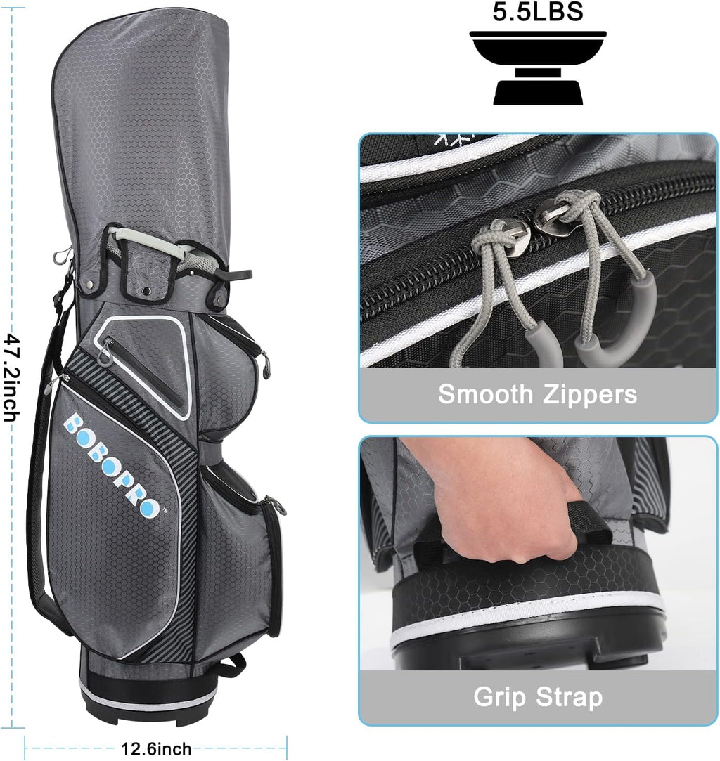 Golf Cart Bag with 14 Way Divider Top, 8 Pockets, Detachable Strap R8014