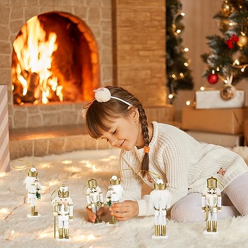 Jetec 10 Pcs Christmas Nutcracker Wooden Hanging Ornaments 5 Inch U816355