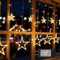 12 Stars 138 LED Fairy Tale Lights Star String Lights Star Curtain Lights with Timer 8 Mode Memory Function, Hangable, Suitable for Christmas, Wedding, Party, Home Decoration, Warm White