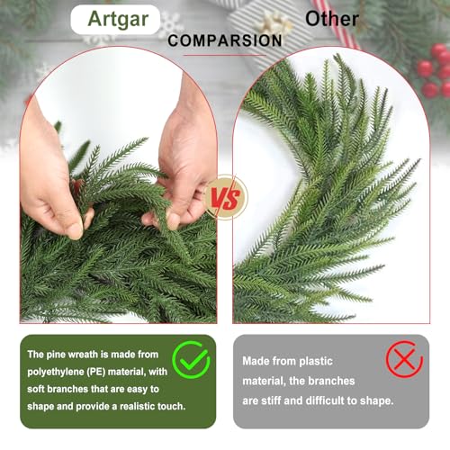 Artgar 26 Inch Pine Wreath for Front Door Christmas Decor T2410