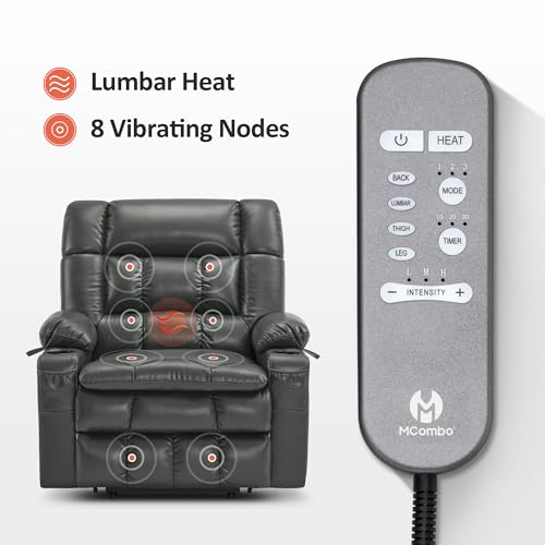 MCombo Dual Motor Power Lift Recliner Chair for Elderly with Heat and Massage, Black E570141