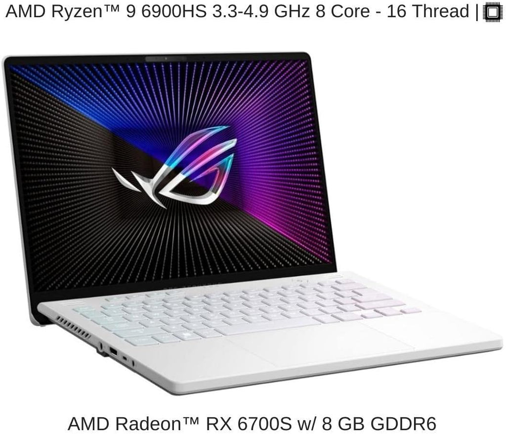 ASUS ROG Zephyrus 14" Gaming Laptop, QHD, Ryzen 9, RX 6700S, 32GB, 2TB, White Y1073
