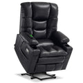 MCombo Large Triple Motor Power Lift Recliner Chair with Massage and Dual Heating, Faux Leather, Dark Brown X979