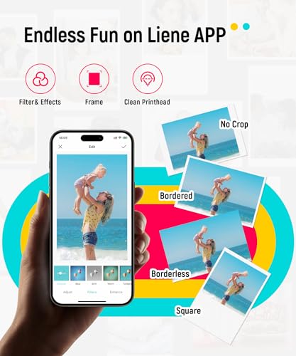 Liene 2x3" Photo Printer, Portable Instant Color Printer with 50 Zink Paper, Bluetooth, White Y825419