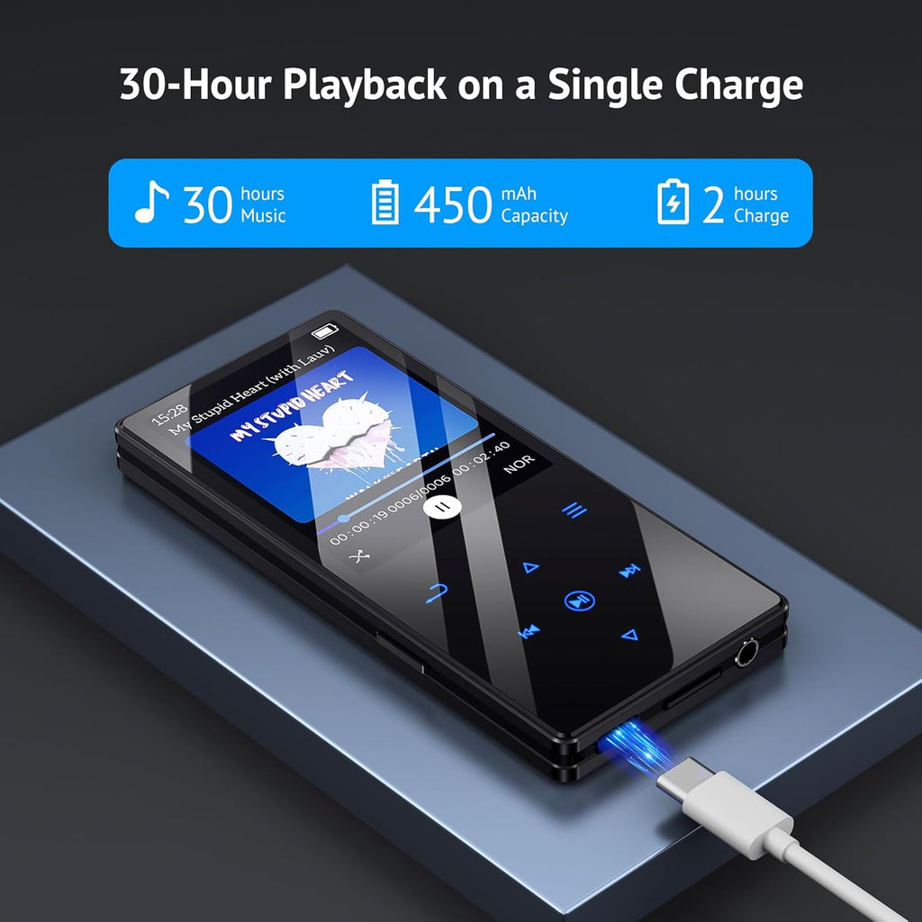 64GB MP3 Player with Bluetooth 5.3, HD Speaker, 2.4" Screen, SD Card Slot U9527