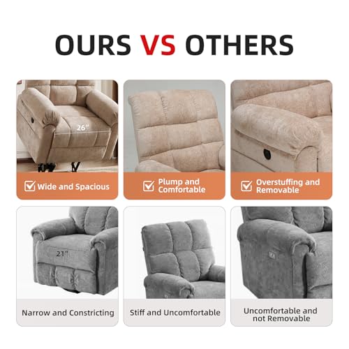 Oversized Power Lift Recliner Chair with Massage and Heat for Elderly, Beige R7985