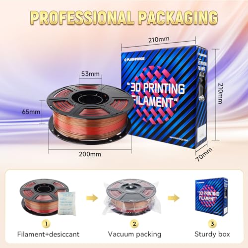 FLASHFORGE Silk PLA 3D Printer Filament 1.75mm 1KG, Multicolored Gradient V83097
