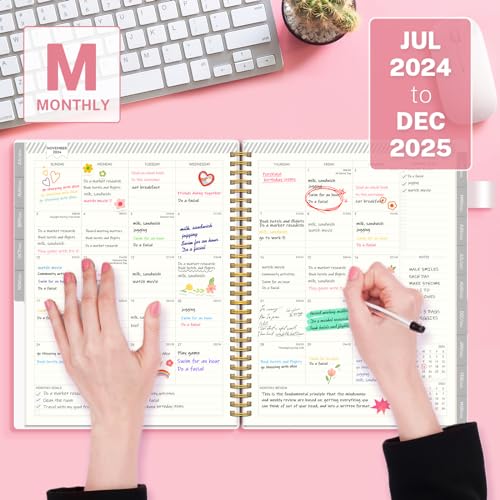 AIMPEAK Monthly Planner 2024-2025, 18-Month, Spiral Binding, Pink L21793