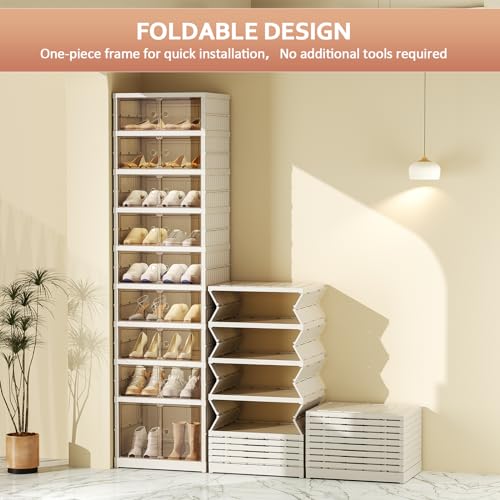Portable Shoe Rack Organizer 6 Tier Foldable Shoe Cabinet with Doors R778865
