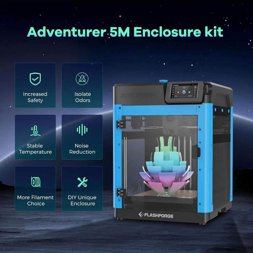 FLASHFORGE Adventurer 5M 3D Printer Enclosure Kit, Noise Reduction, High Temp Filament Support X6998
