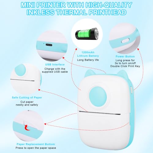 Mini Portable Pocket Thermal Printer with Bluetooth, Pink T700