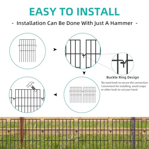 Animal Barrier Fence, 25 Panels, 17in x 27ft, Rustproof Metal Garden Fence G247