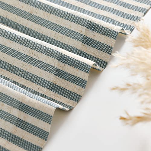 jinchan Floral Kitchen Curtains Set Linen Tier Curtains and Valance for Small Windows 24 Inch Blue on Beige T108057